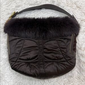 Coach Soho Ski Hobo Rabbit Fur Bag Chocolate 3586